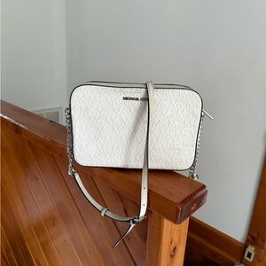 Michael Kors Cream Crossbody Bag with Logo Pattern